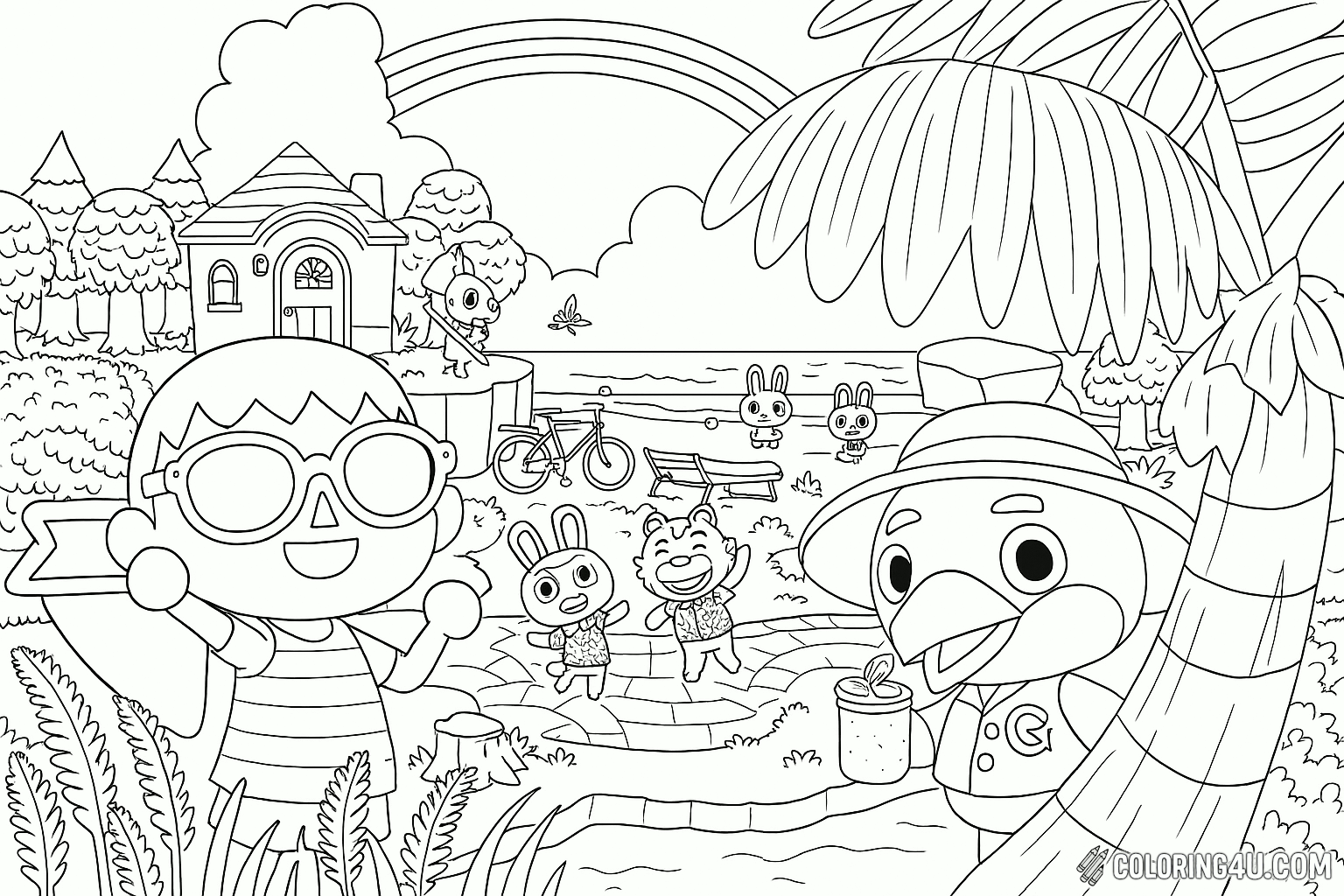 Animal Crossing Beachside Vacation Scene