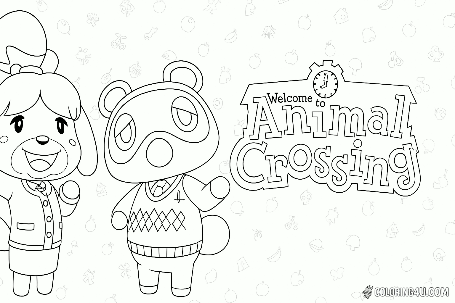 Animal Crossing Isabelle And Tom Nook Logo Scene