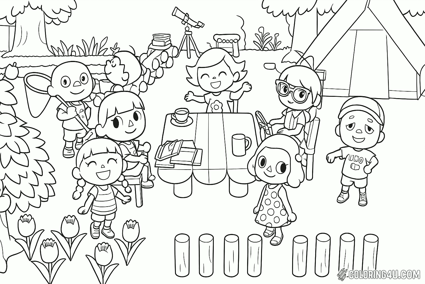 Animal Crossing Kids Around Table