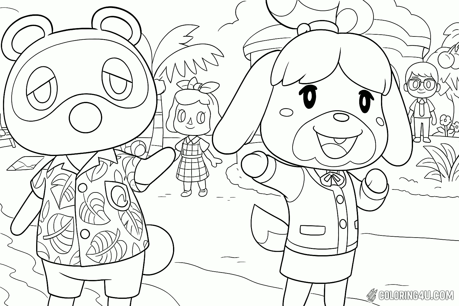 Animal Crossing Tom Nook And Isabelle Beach