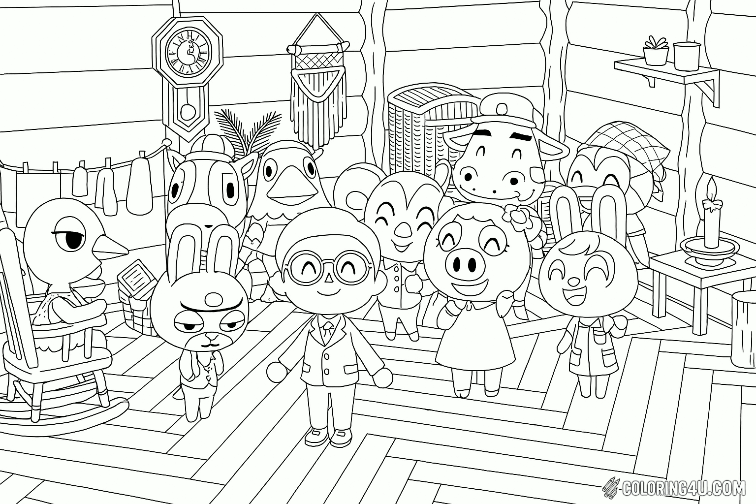 Animal Crossing Villagers Inside Cabin