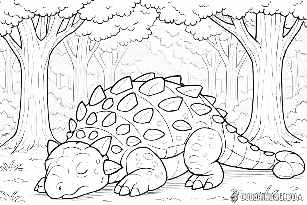 Ankylosaurus Sleeping Under Trees