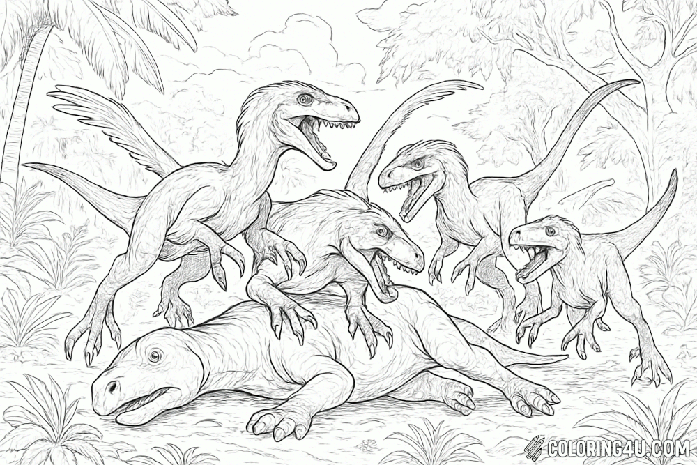 Deinonychus Attacking Prey