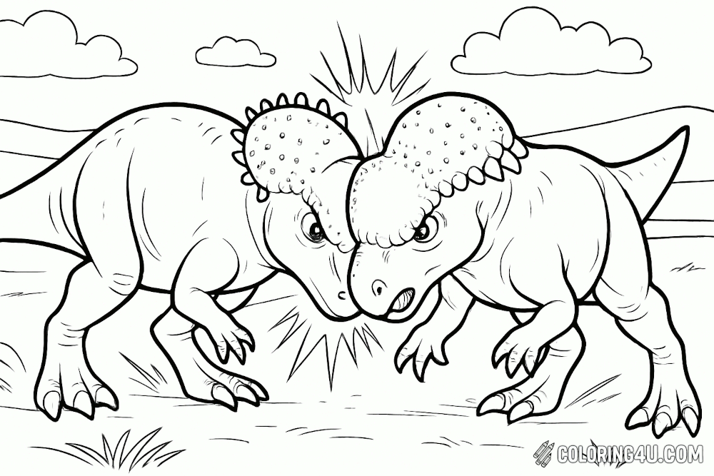 Pachycephalosaurus Headbutting Rival