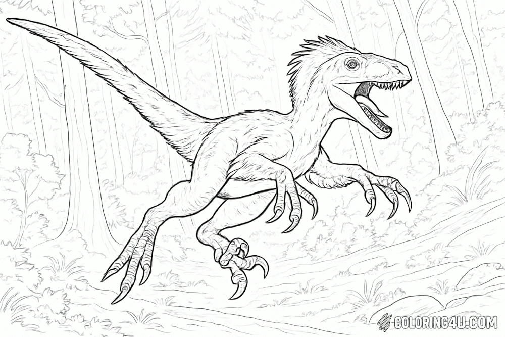 Utahraptor Leaping In Attack