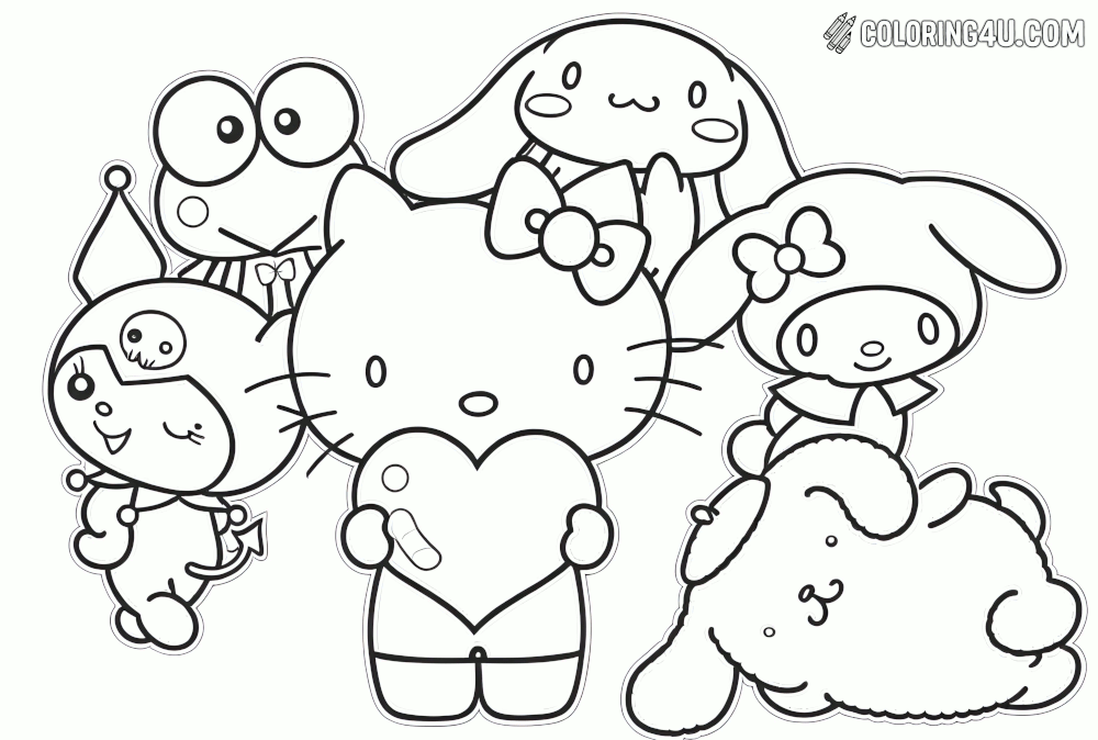 Hello Kitty With Sanrio Friends Coloring Page