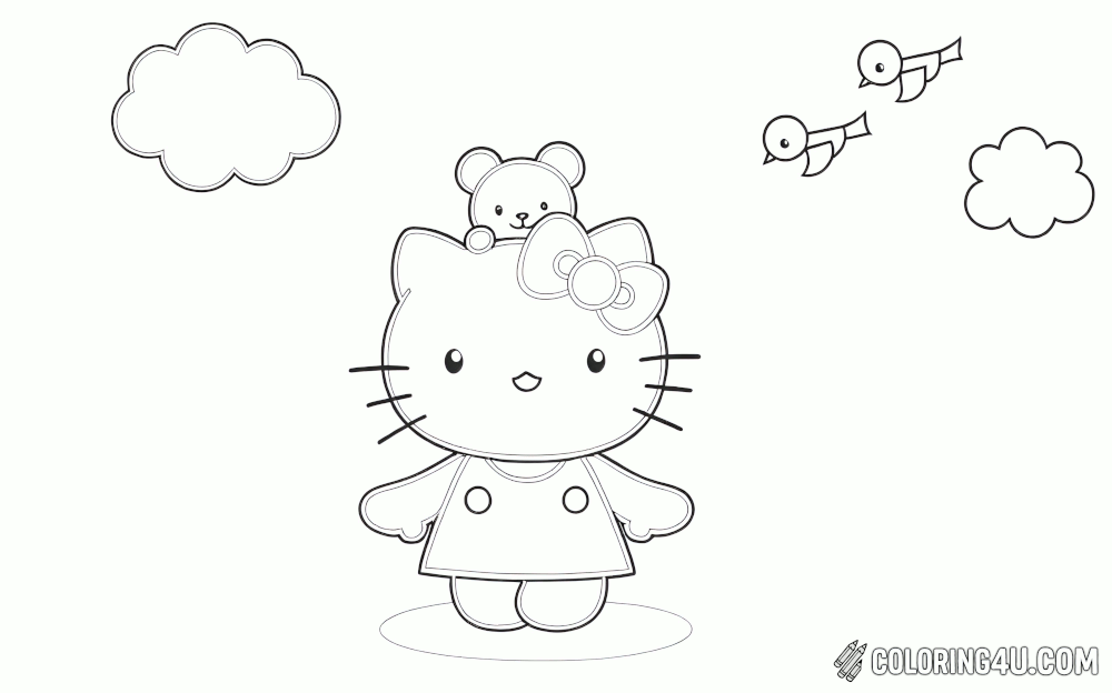 Hello Kitty With Tiny Bow Coloring Page