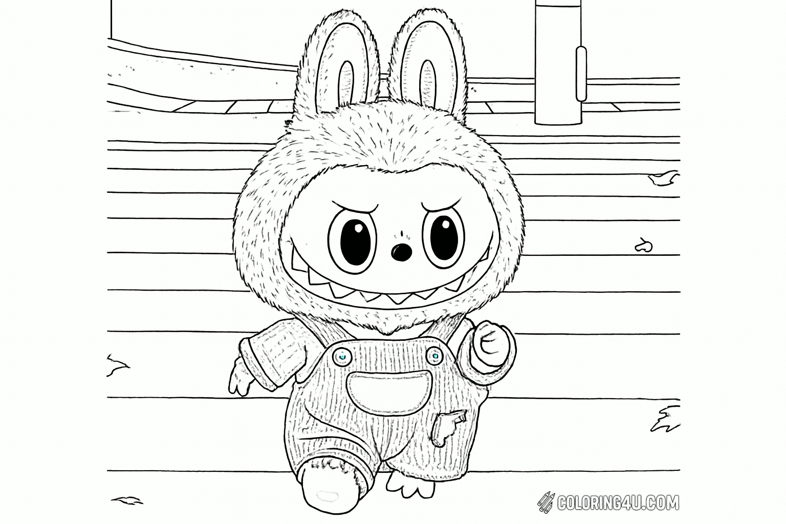Labubu Running Determined Face Coloring Page