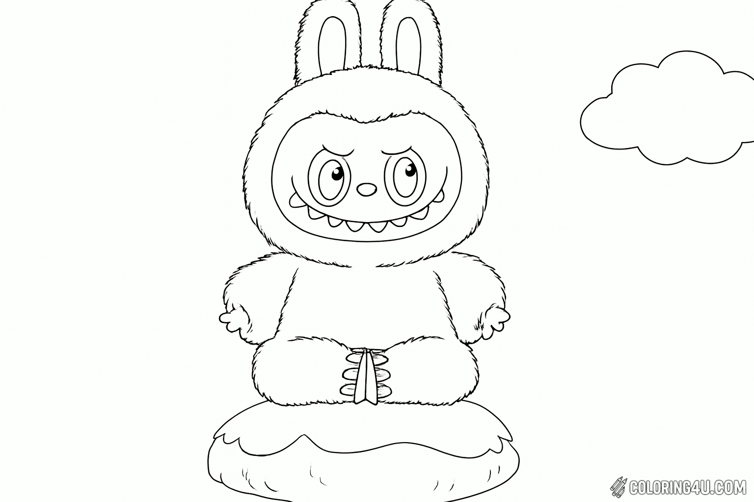 Labubu Standing On Pillow Coloring Page