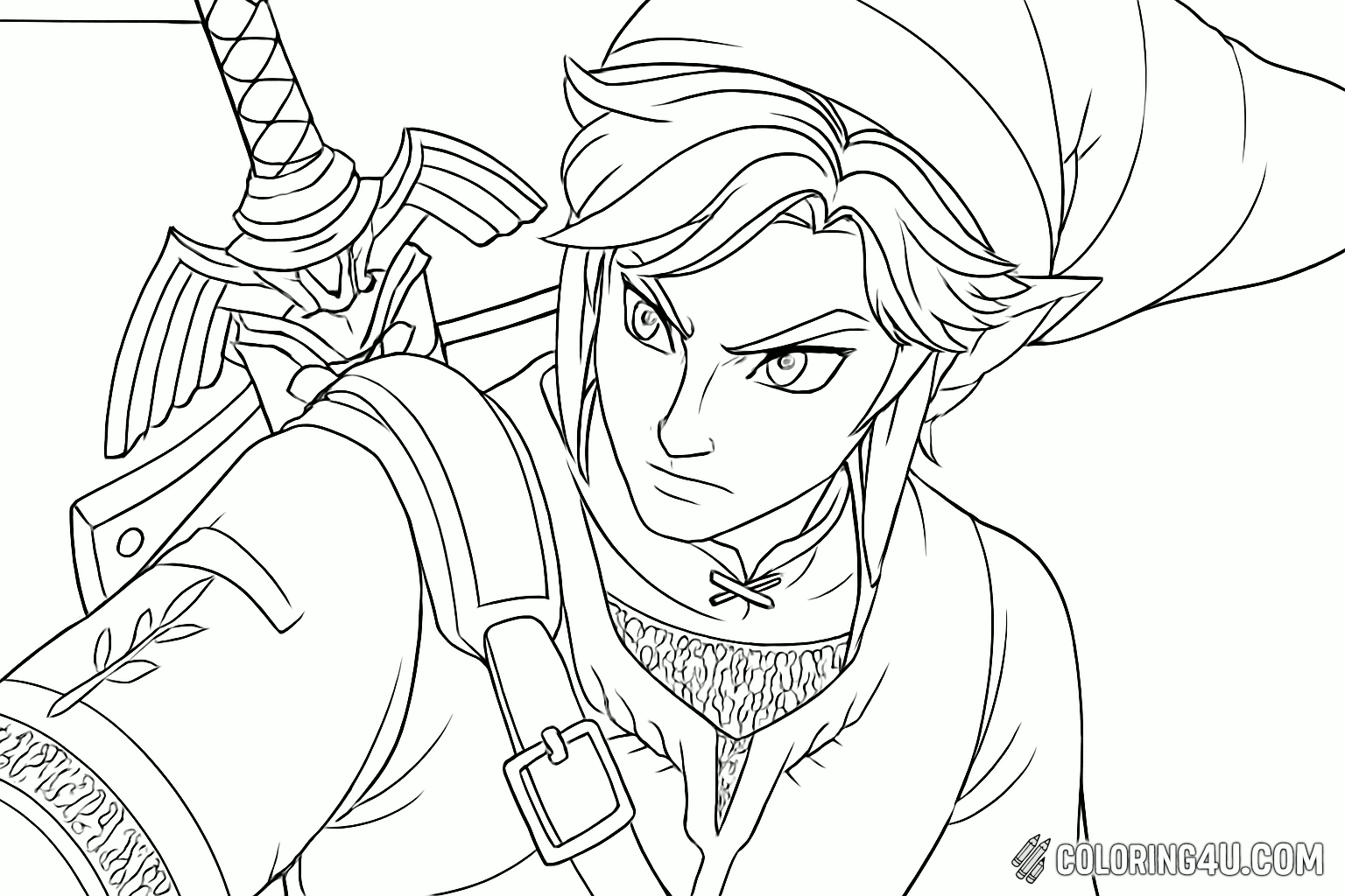 Link Ready To Attack Coloring Page