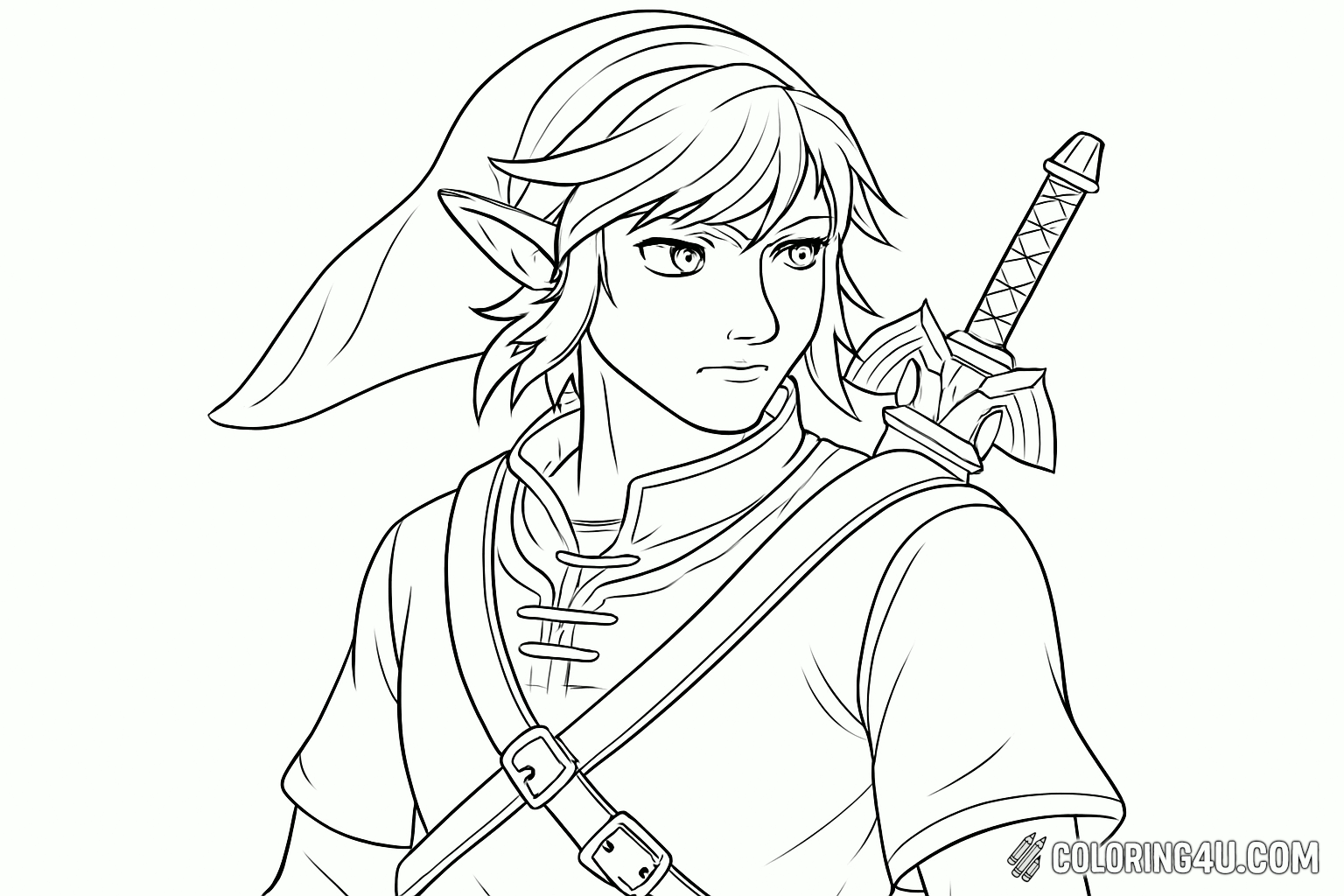 Link With Sheath Looking Sideways Coloring Page