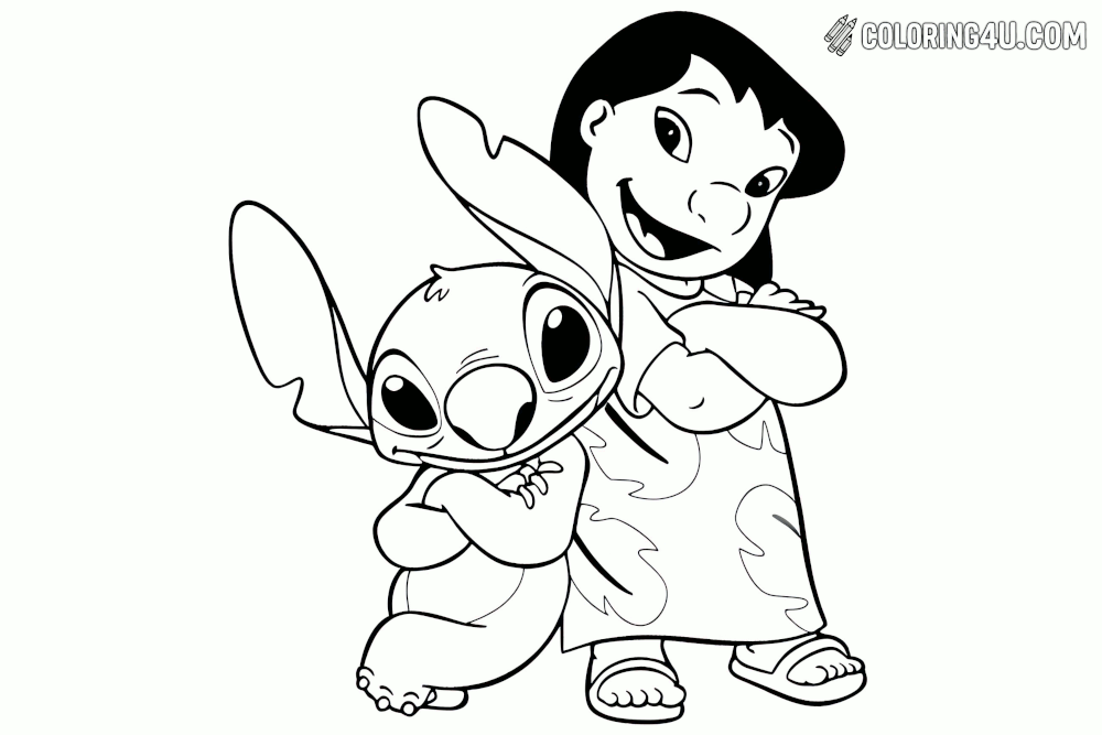 Lilo And Stitch Dancing Together Coloring Page
