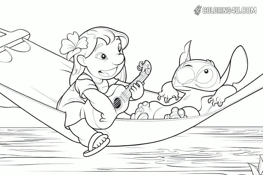 Lilo And Stitch Hammock Playtime Coloring Page