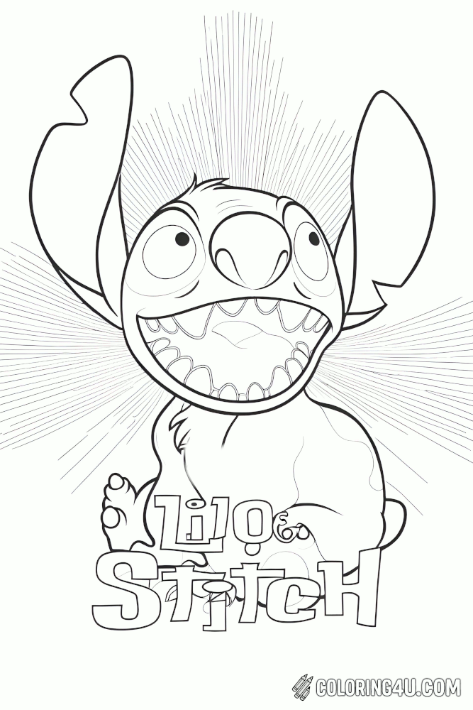 Stitch Happy Face Coloring Page