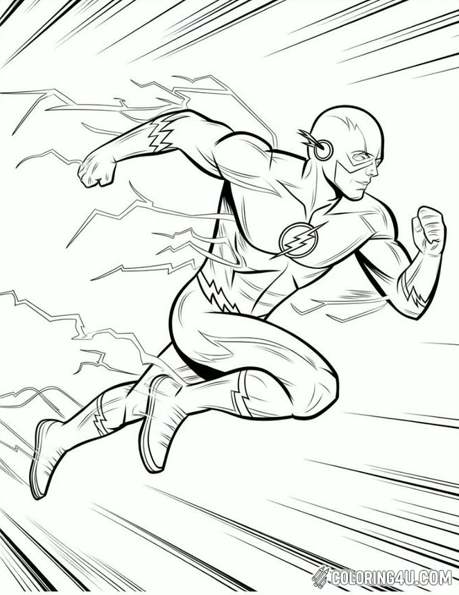 Captain Marvel Flying Action Coloring Page
