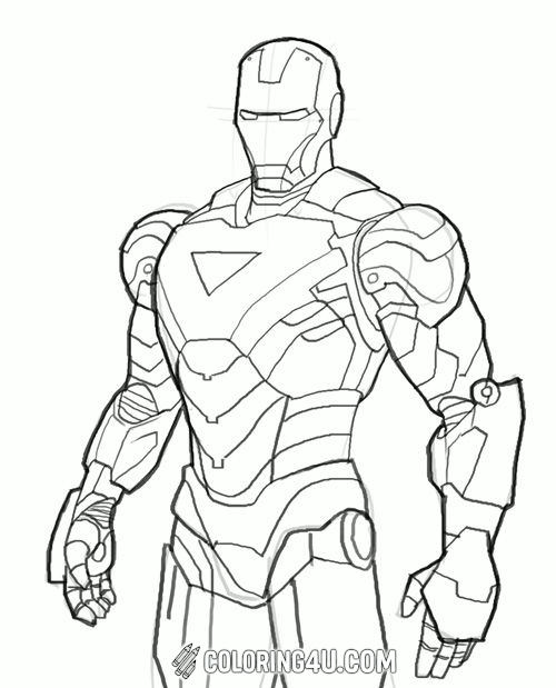 Iron Man Armored Pose Coloring Page