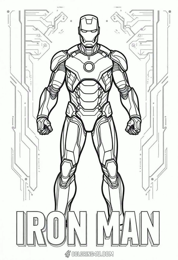Iron Man Full Body Logo Coloring Page