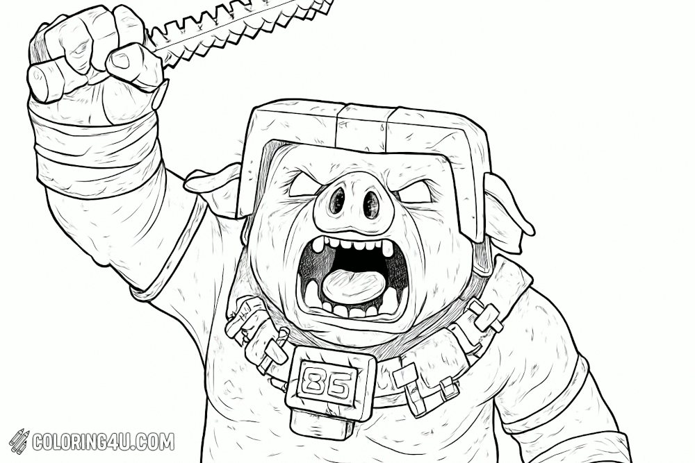 Minecraft Boar Warrior Coloring