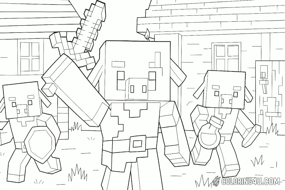 Minecraft Piglin Squad Coloring
