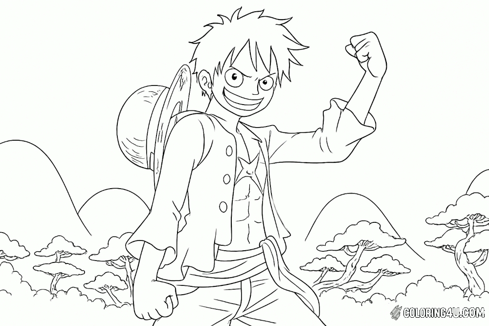 Luffy Adventure Pose Coloring Page