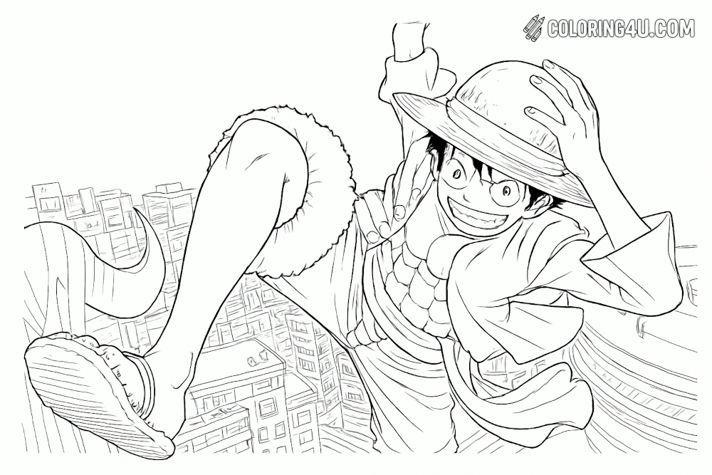 Luffy Jumping Coloring Page
