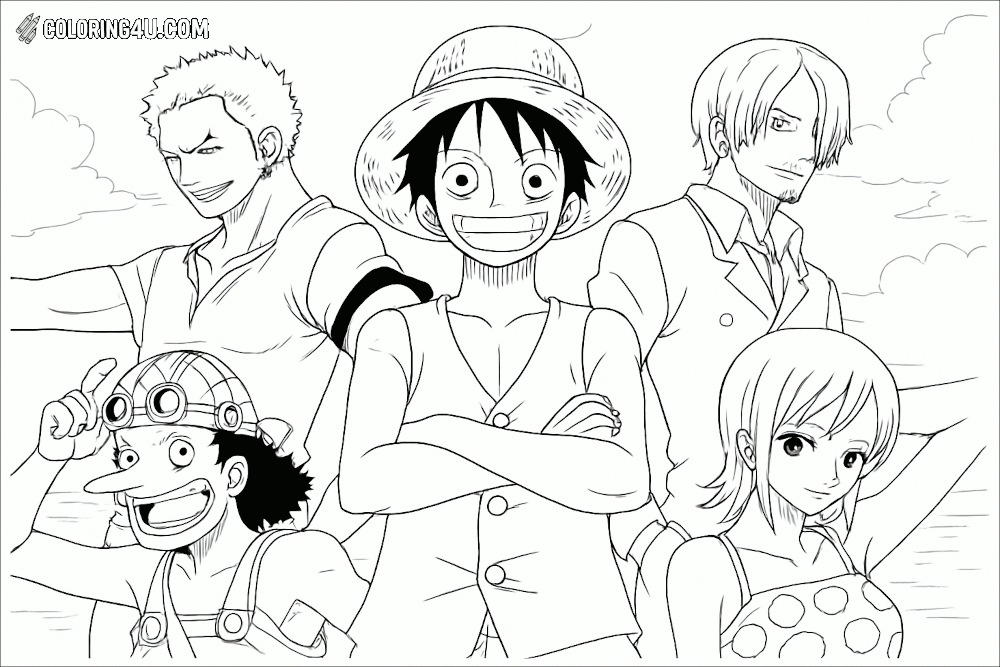 Luffy Nami Zoro Group Coloring Page