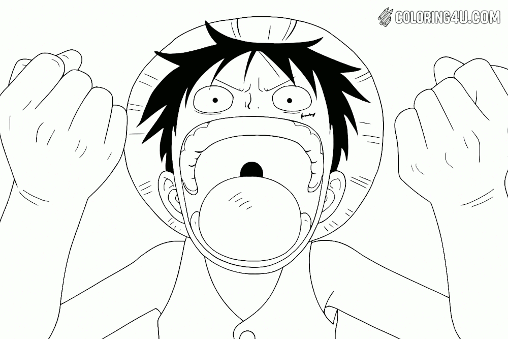 Luffy Screaming Dramatic Coloring Page
