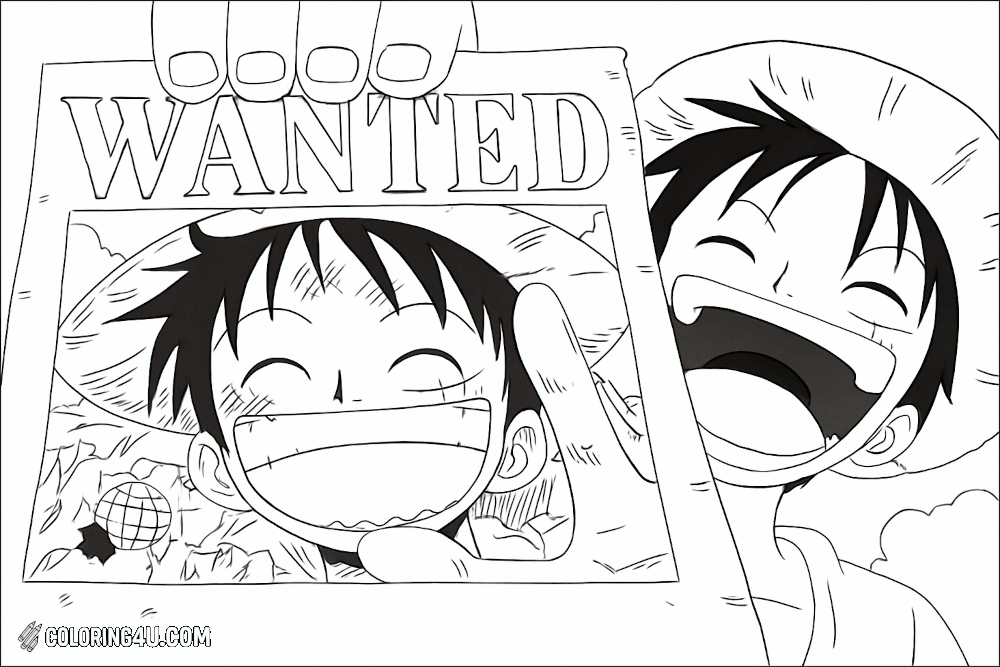 Luffy Wanted Poster Coloring Page