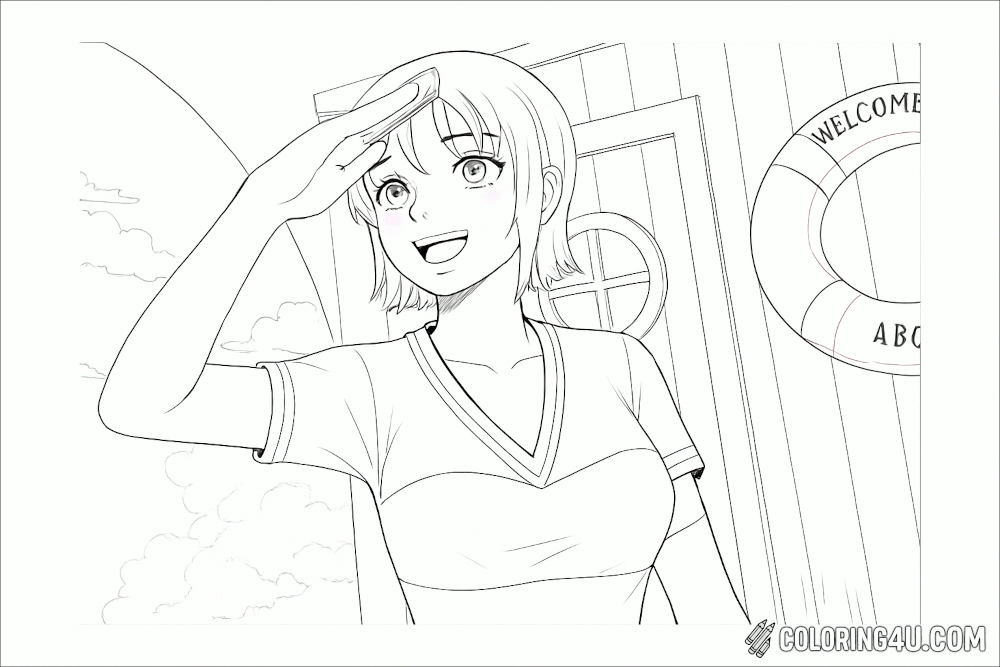Nami Coloring Page Saluting