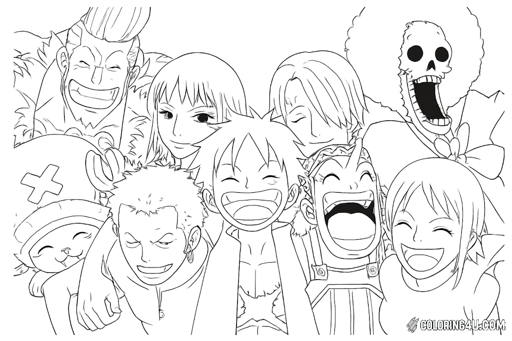 One Piece Crew Laughing Coloring Page
