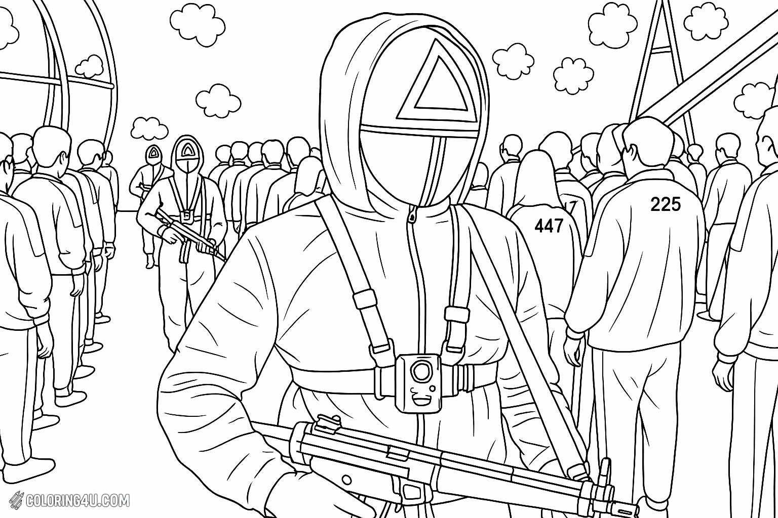Squid Game Guard Triangle Mask Coloring Page