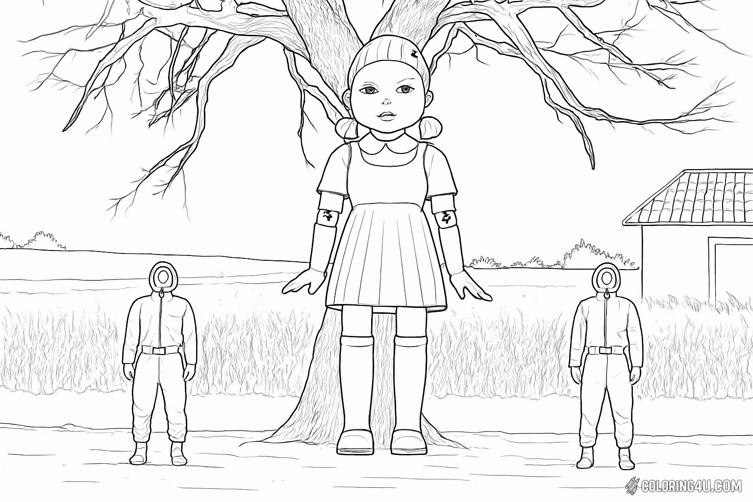 Squid Game Red Light Green Light Doll Coloring Page