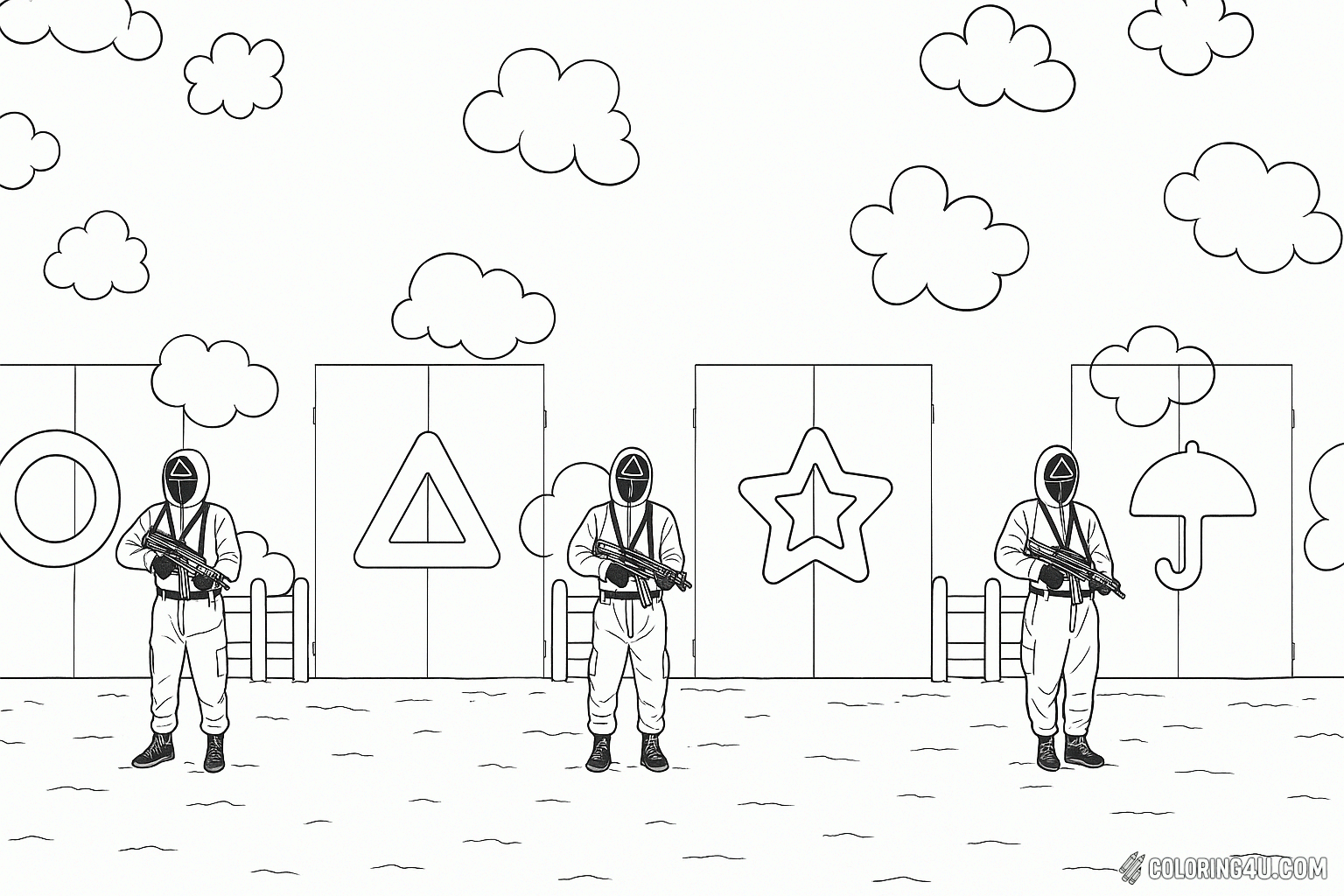 Squid Game Symbol Doors Coloring Page