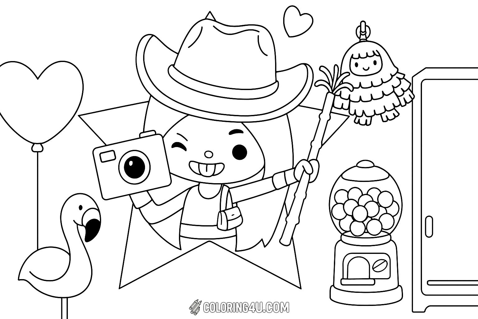 Toca Life World Character In Valentine Scene Coloring Page
