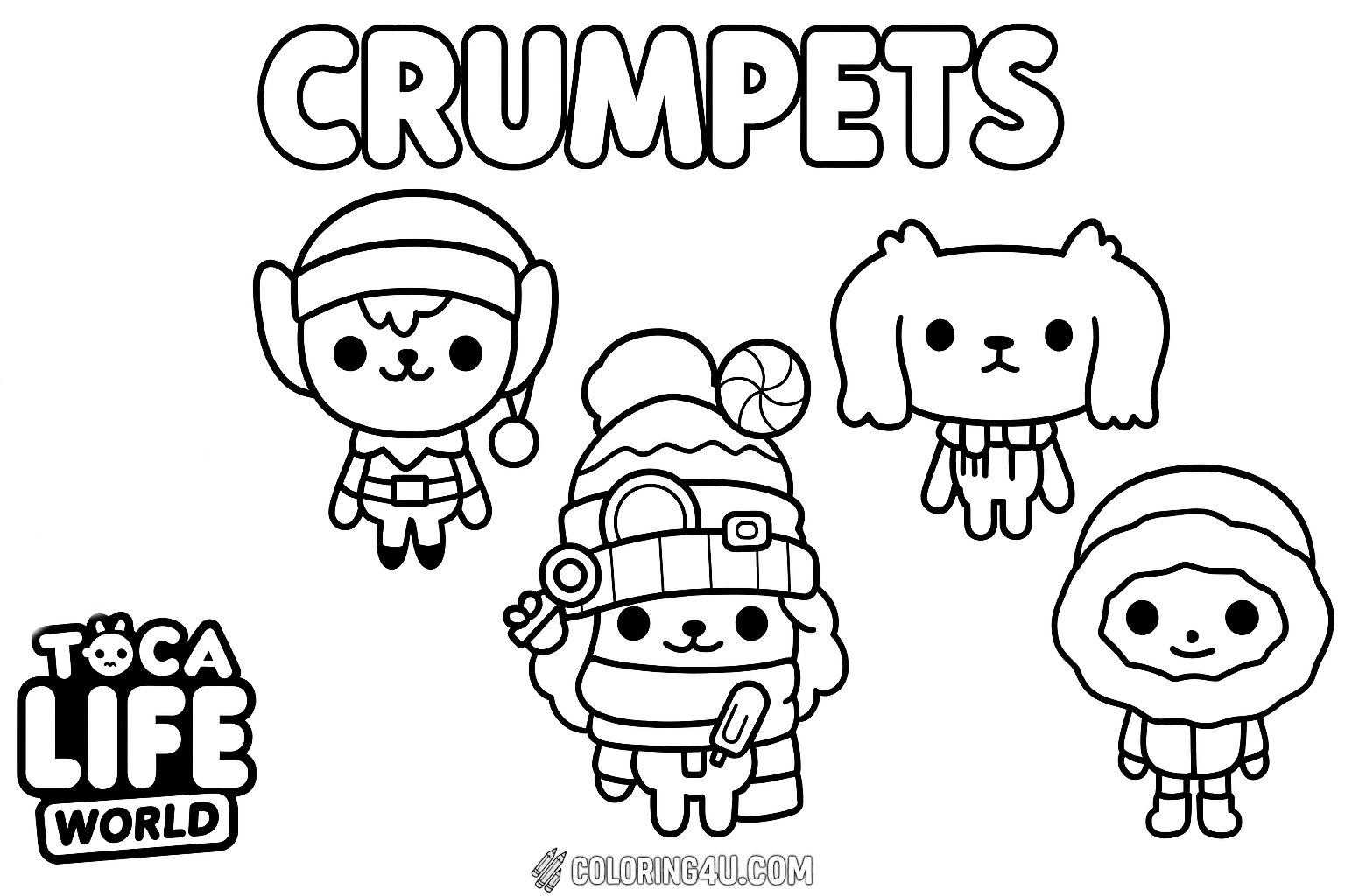 Toca Life World Crumpets Group Title Coloring Page