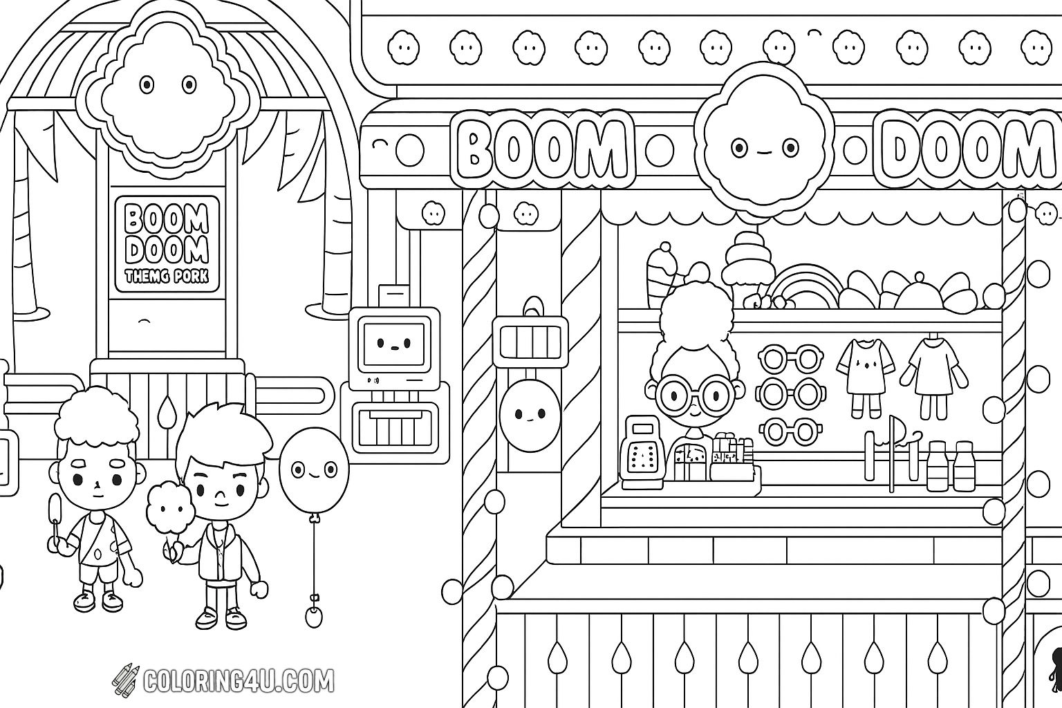 Toca Life World Detailed Room Interior Coloring Page