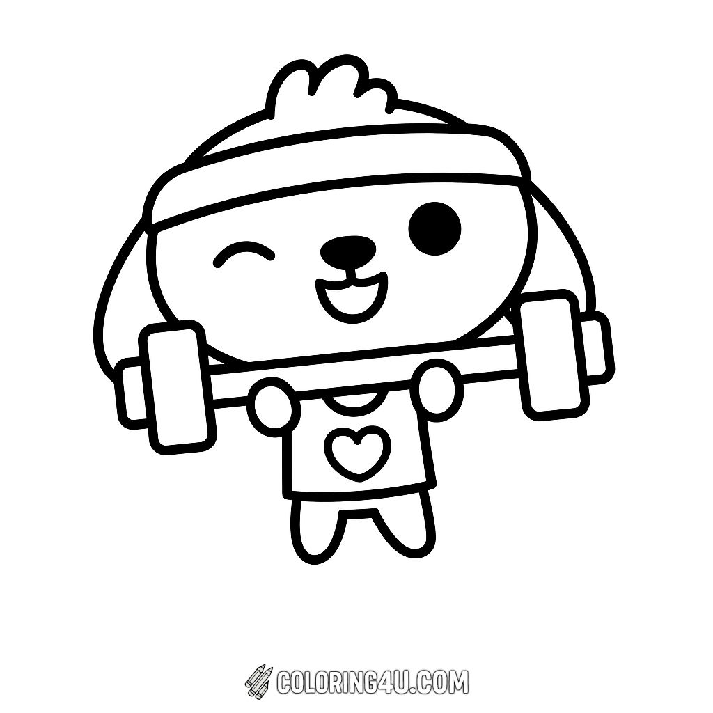 Toca Life World Dog Lifting Weights Coloring Page