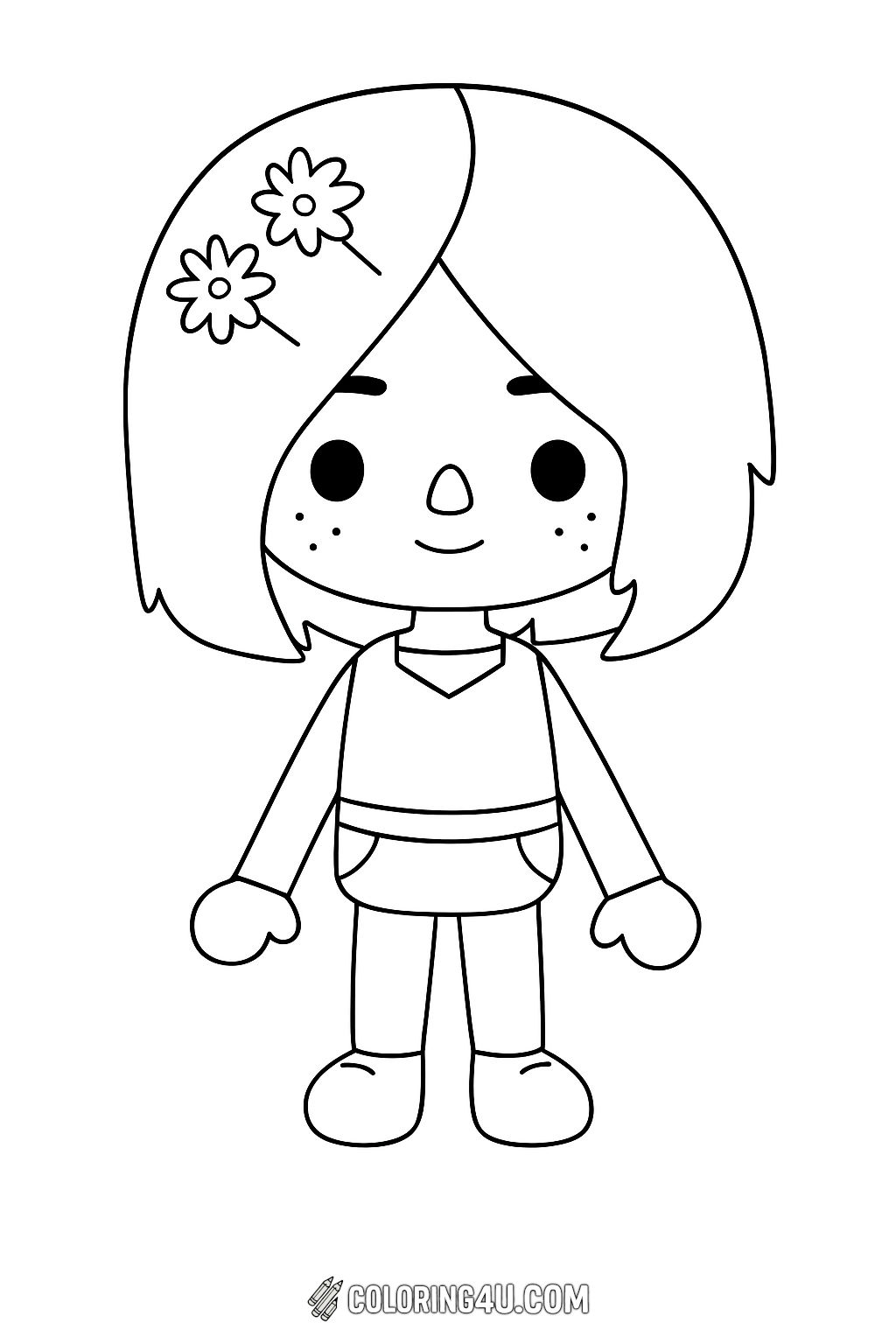 Toca Life World Girl Character Coloring Page