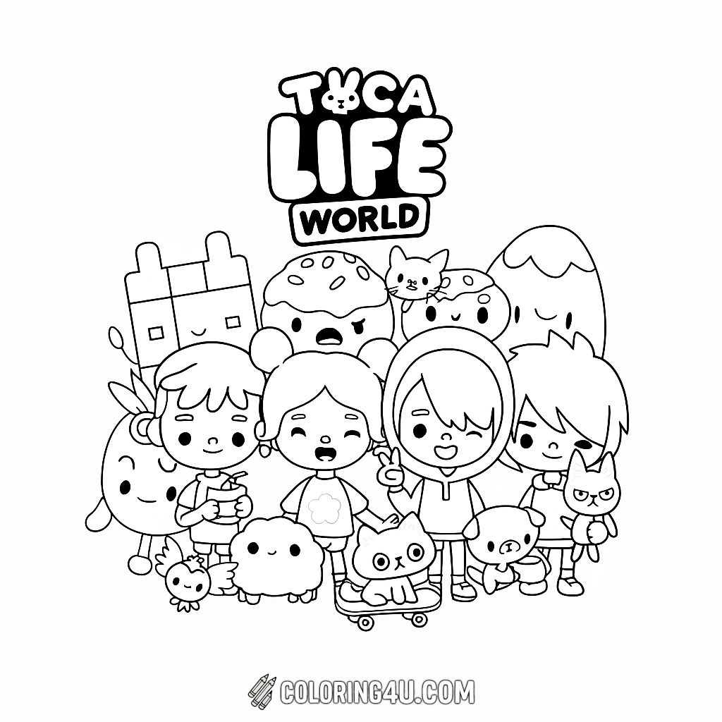 Toca Life World Group Of Characters Coloring Page