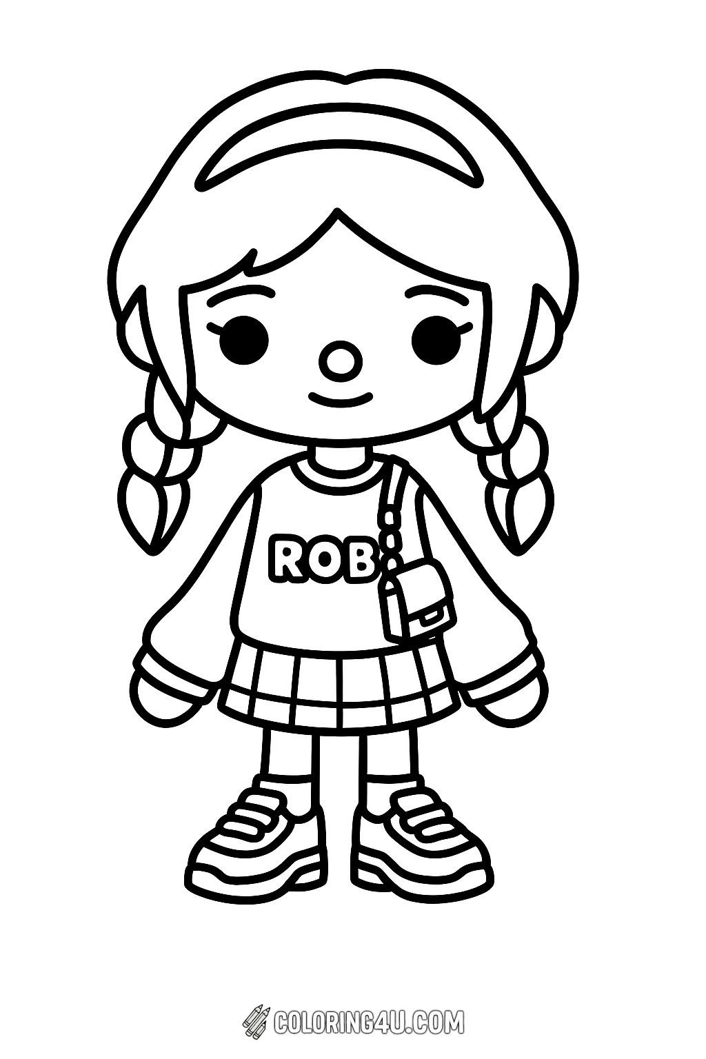 Toca Life World Rock Shirt Girl Coloring Page